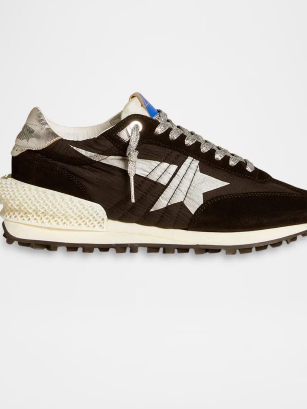 Golden Goose Black and White Leather Sneaker with Silver Tongue Size 10 - Picture 6 of 6